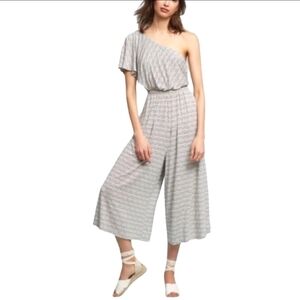 Maeve by Anthropologie One shoulder Jaime wide led Jumpsuit
